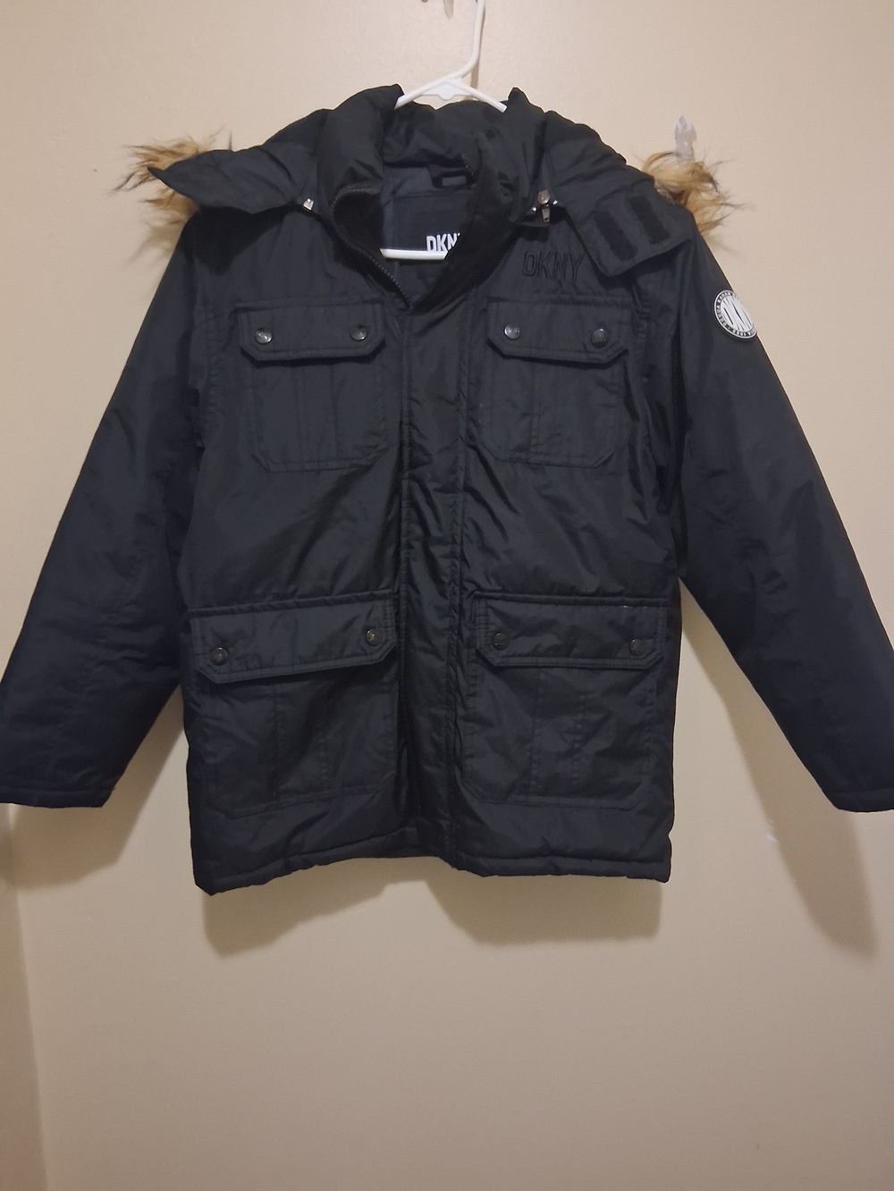DKNY Kids Black Hooded Winter Parka Jacket
